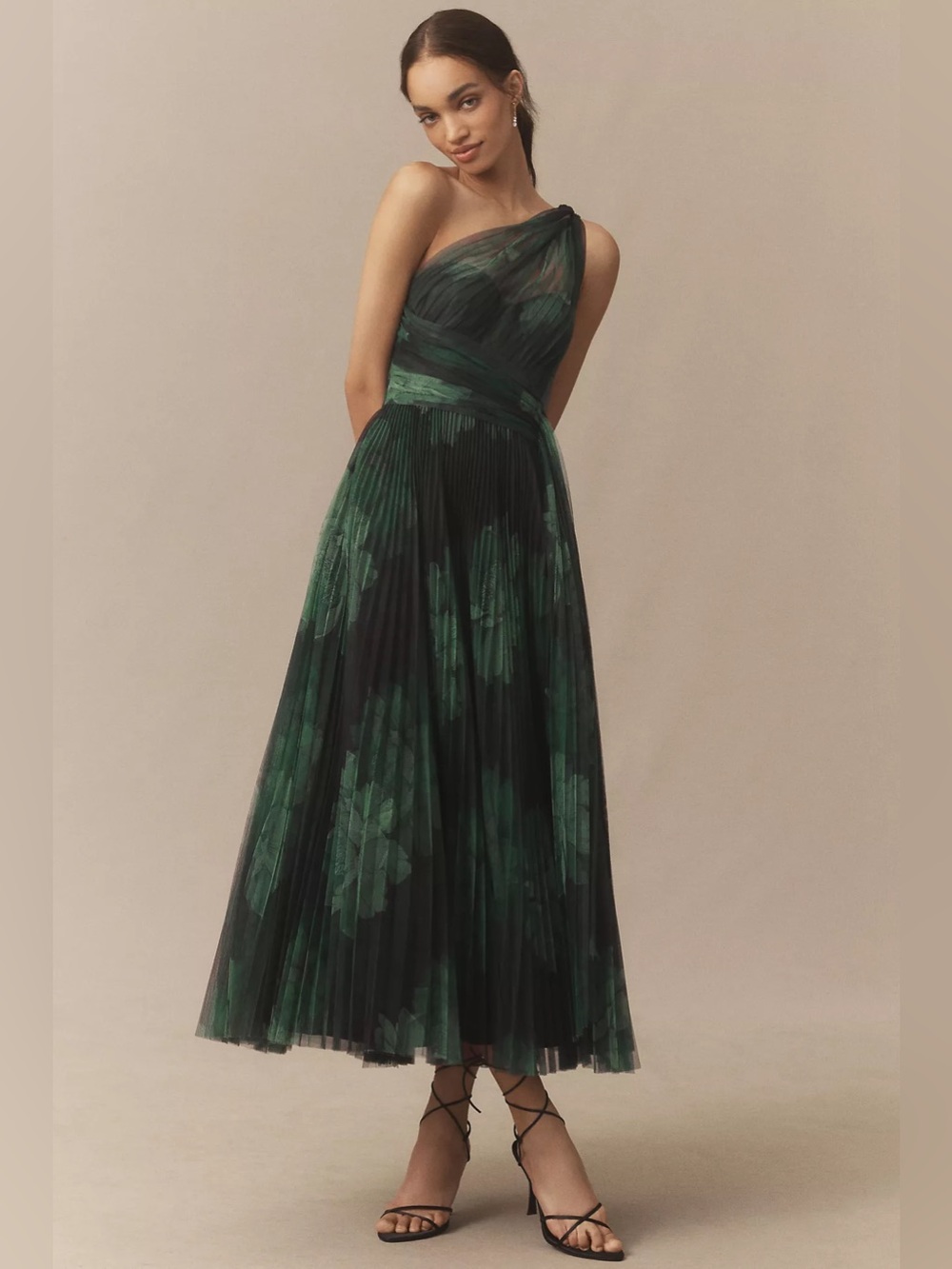 HUTCH Phillippa One Shoulder A-Line Maxi Dress in Green 6
